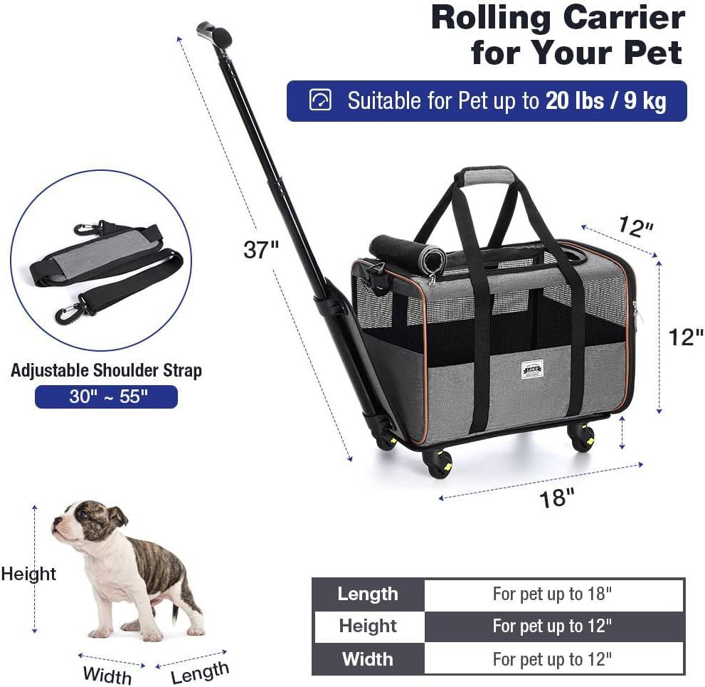 Dog Carriers & Travel Products Handbag Small Dog Pet Polyester Rolling For Cats Dogs Bags Pet Crate Travel Outdoor Use - Black
